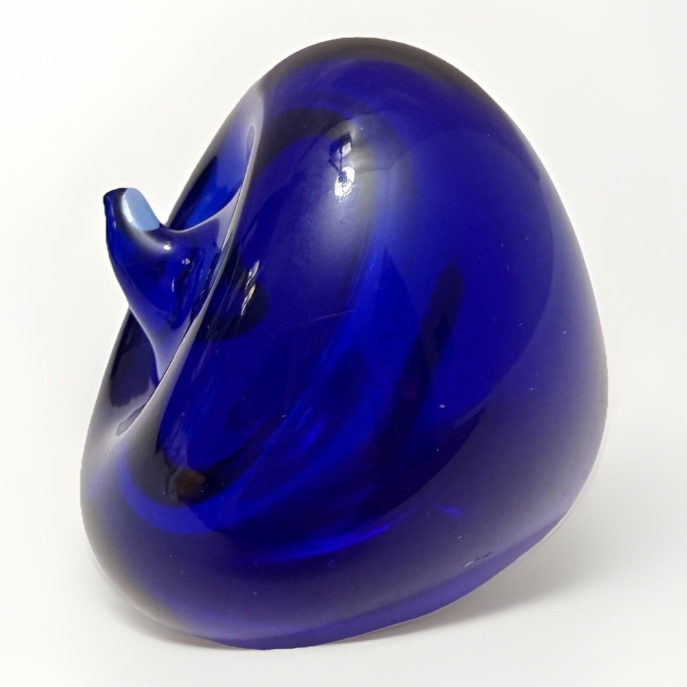 Cobalt Blue Art Glass Paperweight Cottage Farmhouse VTG Estate Handblown Fruit